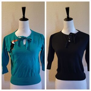 2 Collectif Tie Front 3/4 Sleeve Sweaters